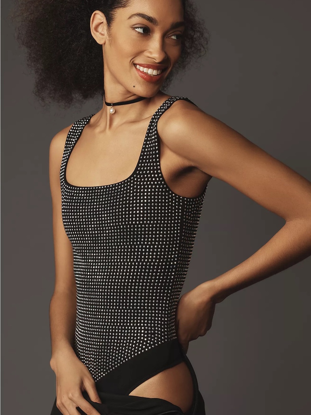 Good American Crystal bodysuit tank